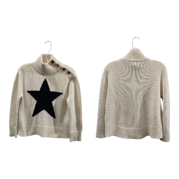 Kate Spade Broome St. Star Intarsia Mock Neck Sweater - Gold Buttons Size XS - Picture 8 of 9